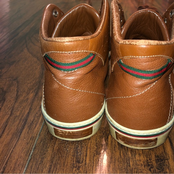 Gucci Leather Monogram Hightop Sneakers Brown SZ9.5 - Picture 10 of 12